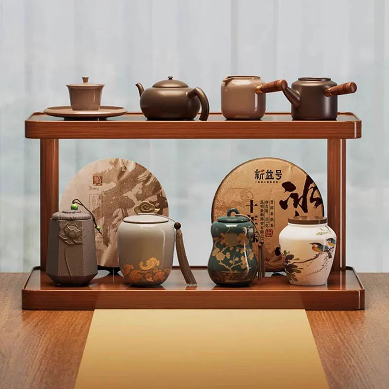 Wooden Tea Room Storage Rack