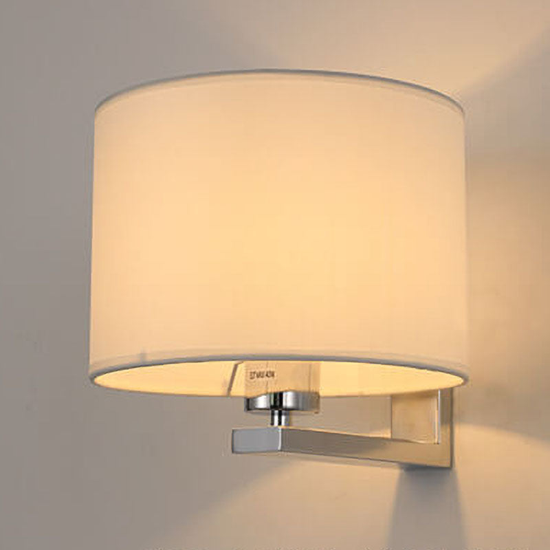 Chinese Retro Electroplated Iron Cylindrical Fabric Shade 1-Light Wall Sconce Lamp