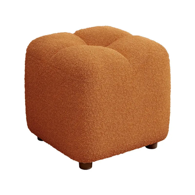 Lamb Wool Pouf Stool, Plush Footstool
