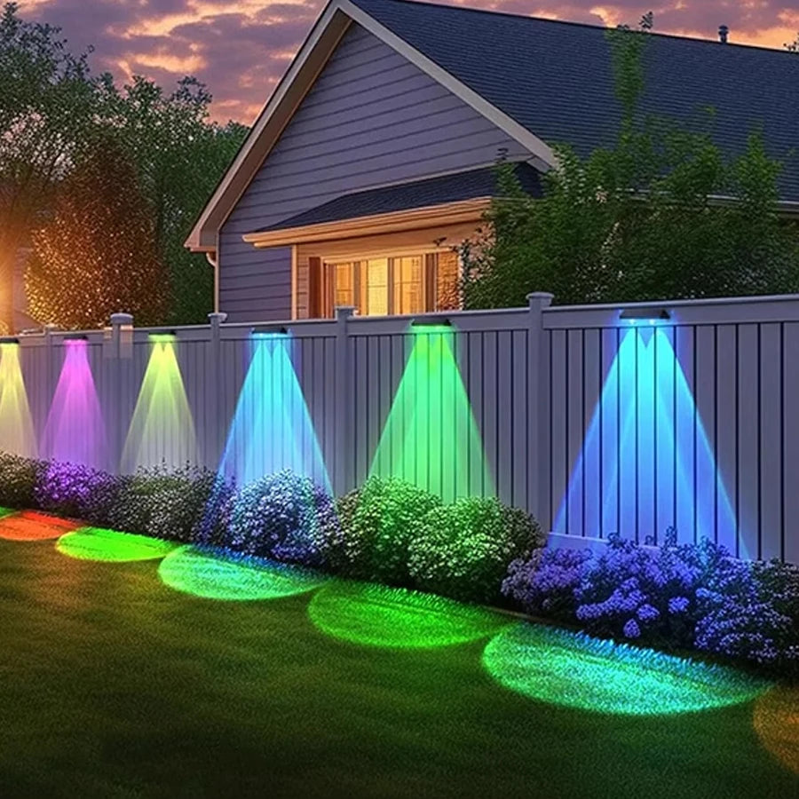 2 Pack Colorful Solar Wall Lights 3 LED Solar Fence Lights Outdoor