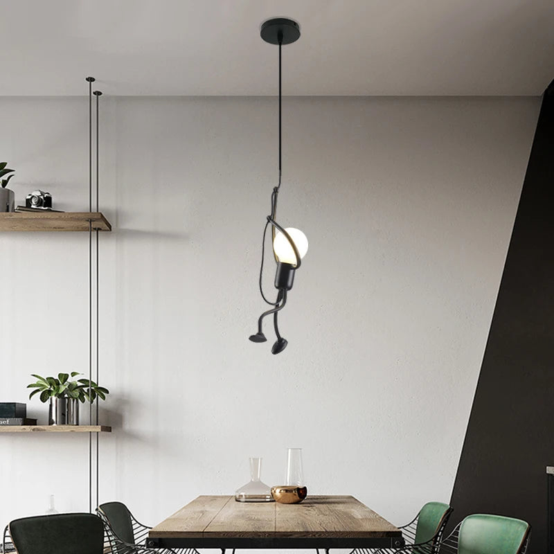 Vintage Iron Little Man Modern Arts Chandelier LED Ceiling Lamp