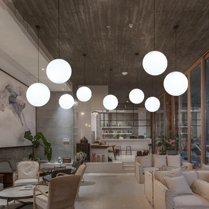 White Glass Ball Pendant Light