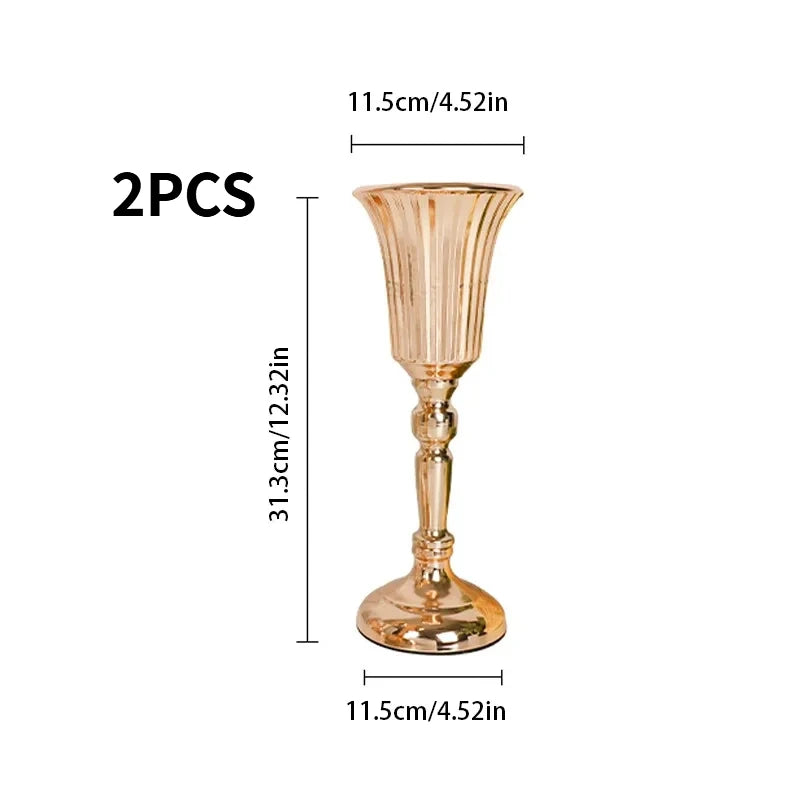 Gold Metal Trumpet Centerpiece Vase