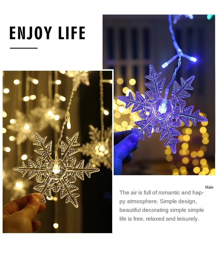 Snowflake LED Curtain Lights 3.2M