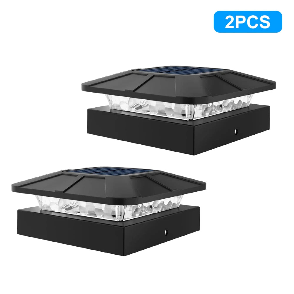4x4in Solar Post Cap Lights Outdoor with 3 Modes Waterproof Fence Light