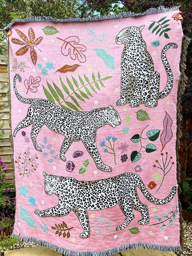 Leopard Jacquard Knit Throw