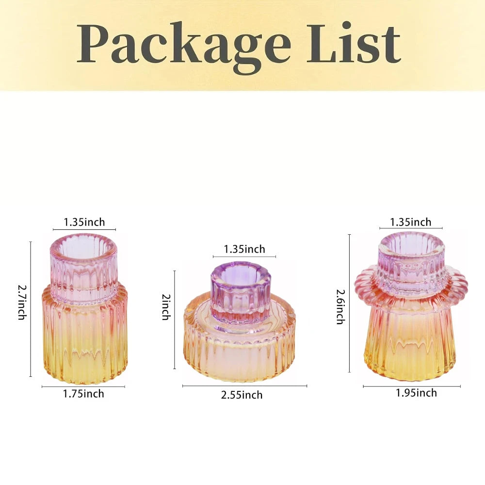 Ribbed Glass Taper Candle Holders