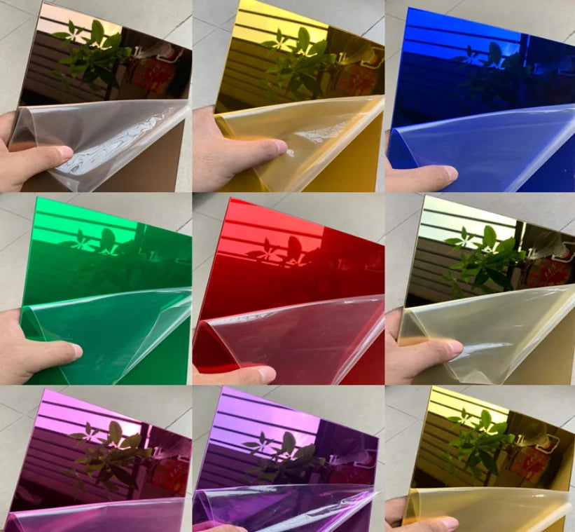 Colorful Rectangle Acrylic Wall Mirror Sheet