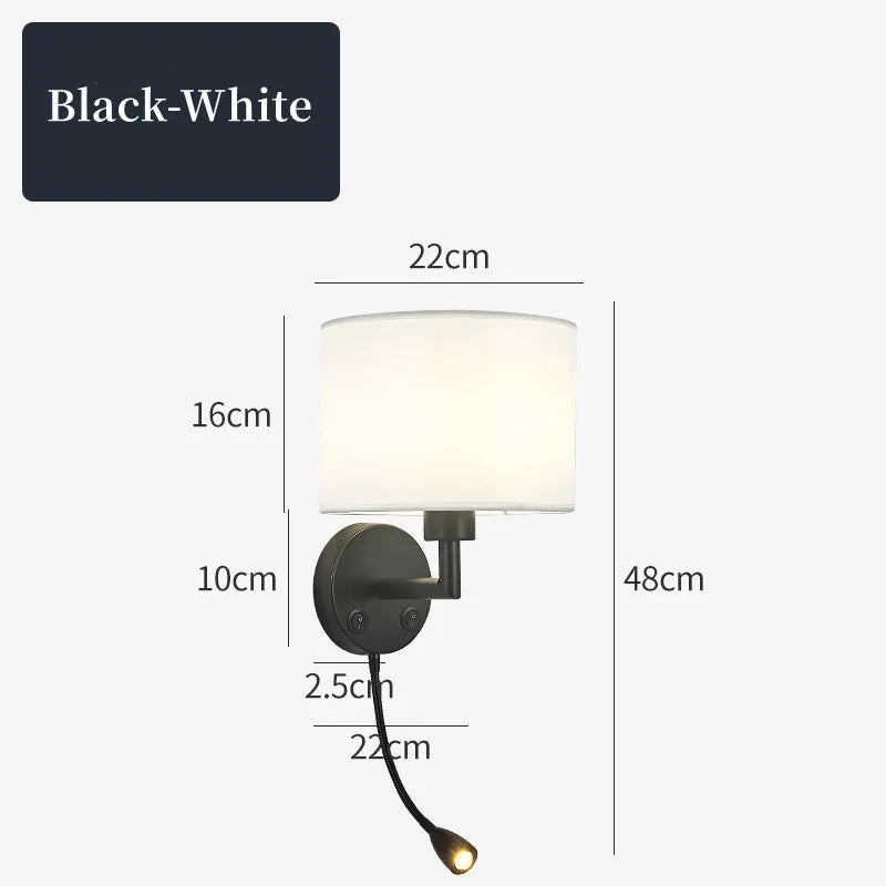 Fabric Shade Wall Lamp With Reading Light