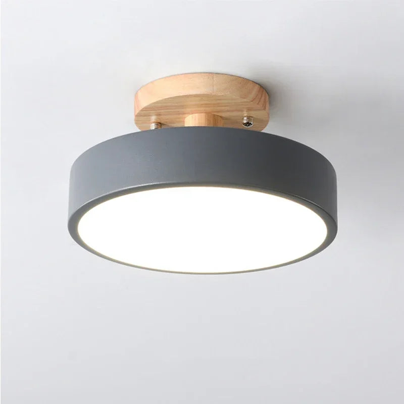 Nordic Wood Round Hallway Ceiling Light