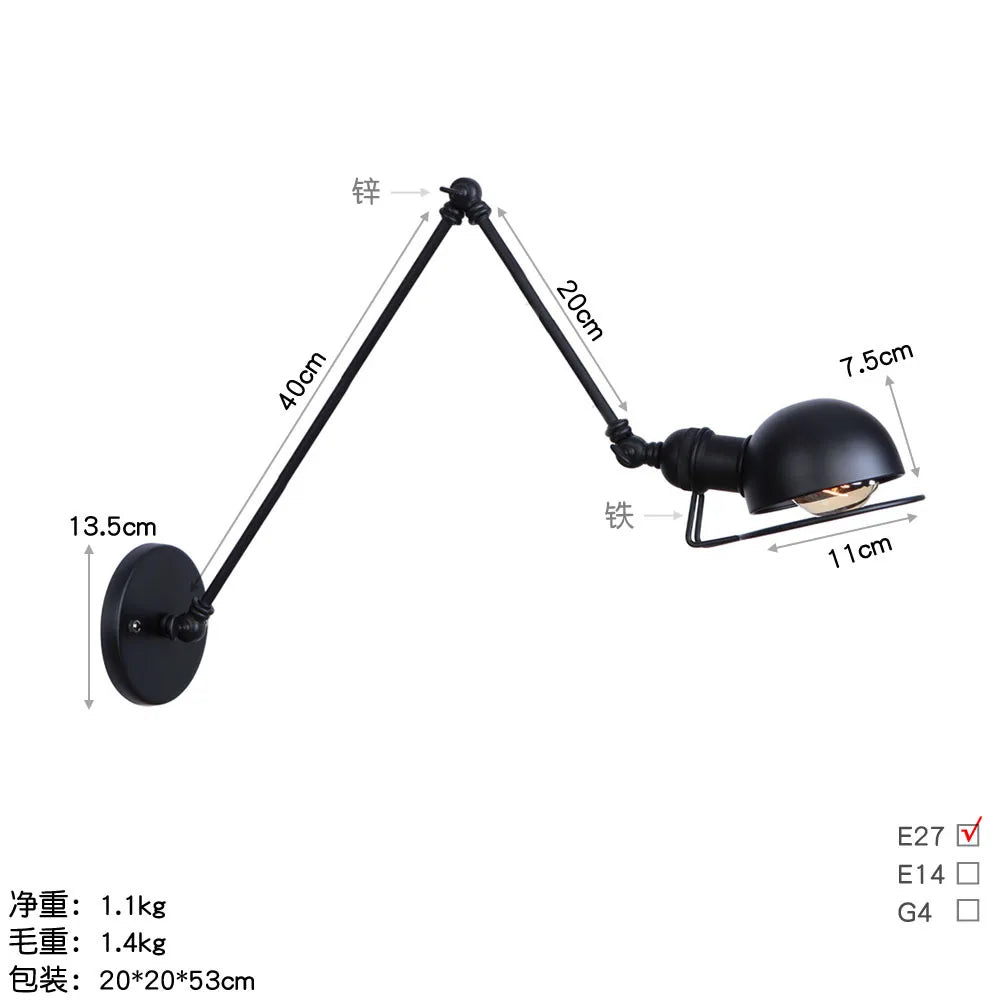Modern Simple Adjustable Interior Led Wall Lamp White Black for Bedside
