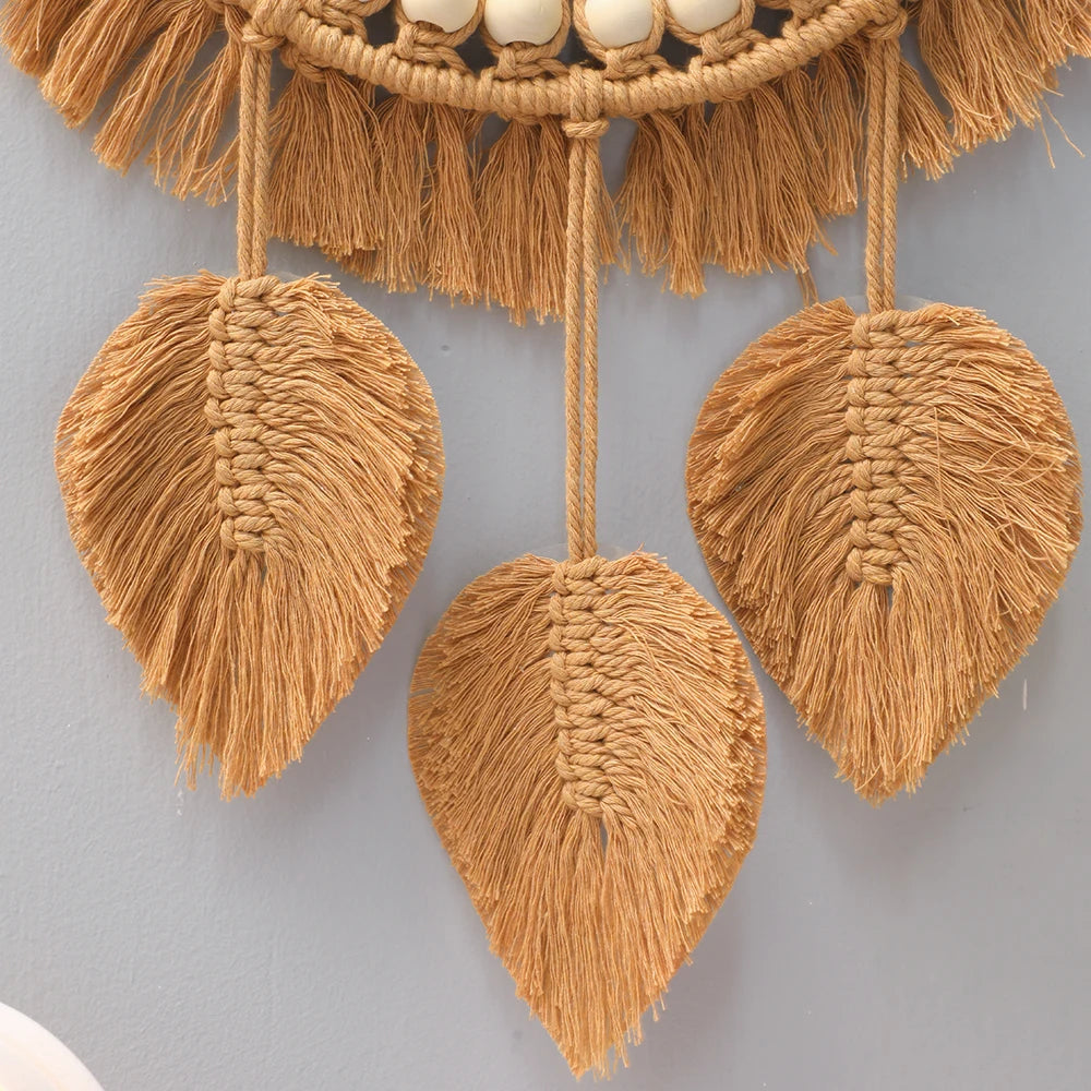 Hand Woven Macrame Round Wall Mirror