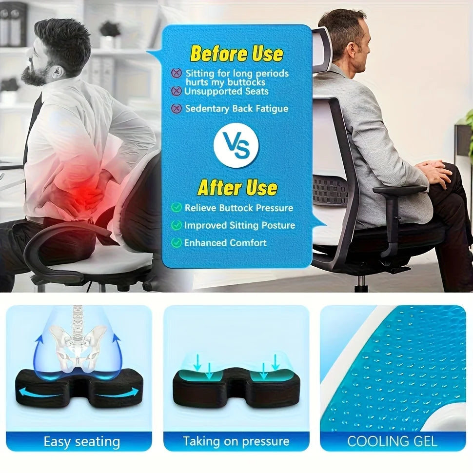 Thick Cooling Cushion,Gel-Enhanced Office Chair Cushion, Car Driving