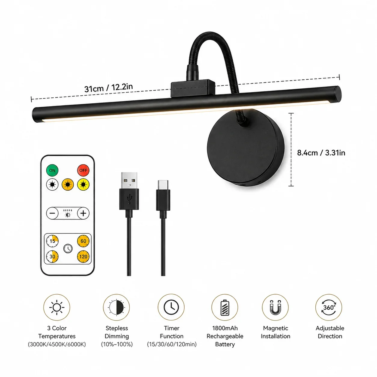 Wireless LED Picture Light With Remote
