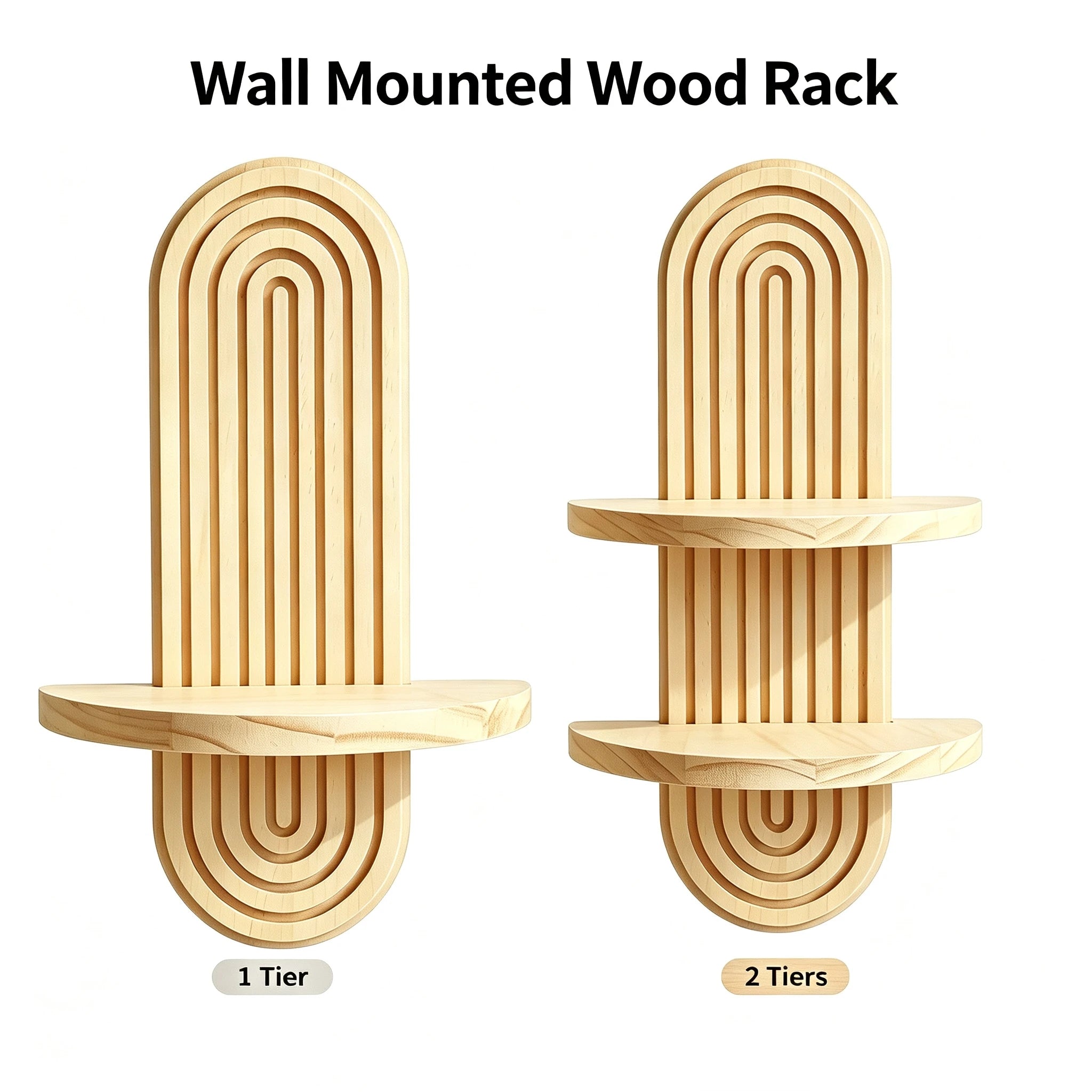 Boho Geometric Wooden Wall Shelf