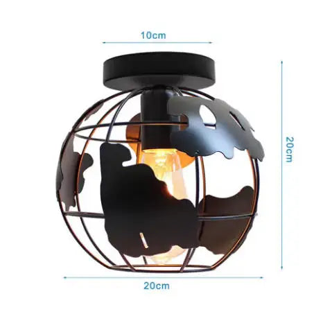 Vintage Wrought Iron Frame Pendant Light