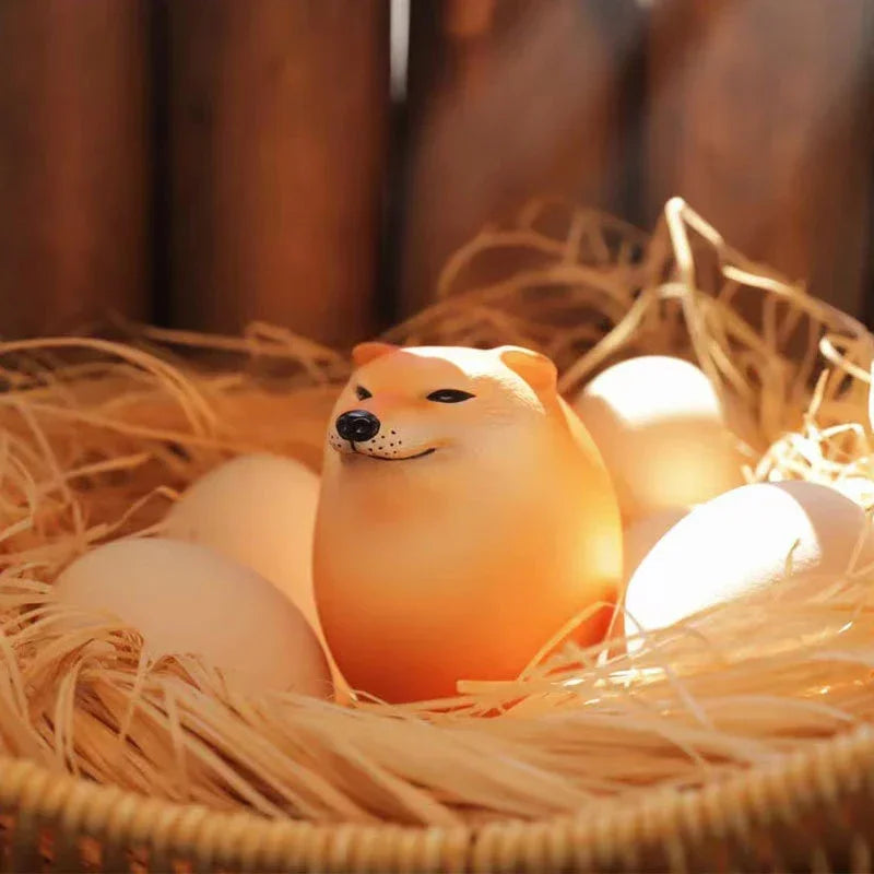 Cute Shiba Inu Egg Figurine Realistic Dog Statue Desktop
