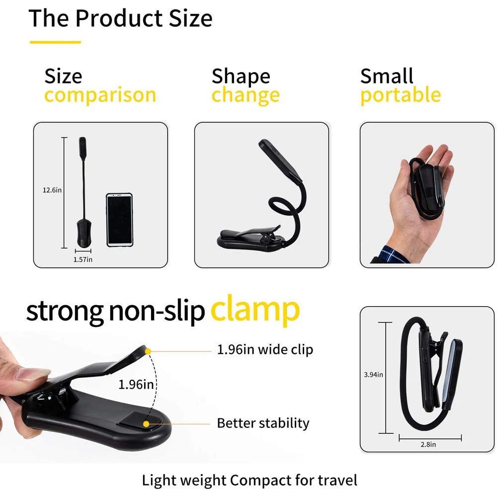Rechargeable Clip On Book Light