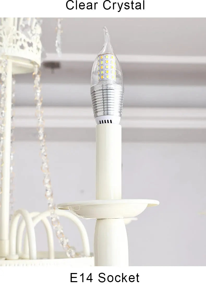 Modern 6-Light Crystal Chandelier LED Ceiling Light with E14 Bulb Base