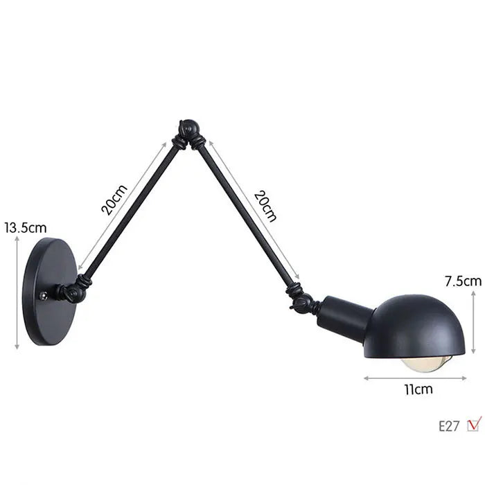 Loft Industrial adjustable long swing arm Wall lamp Fixture Vintage