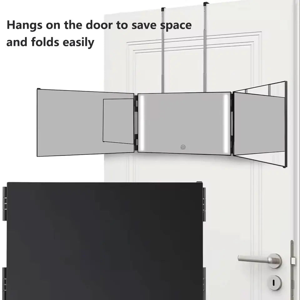 Trifold LED Makeup Mirror for Self Haircut