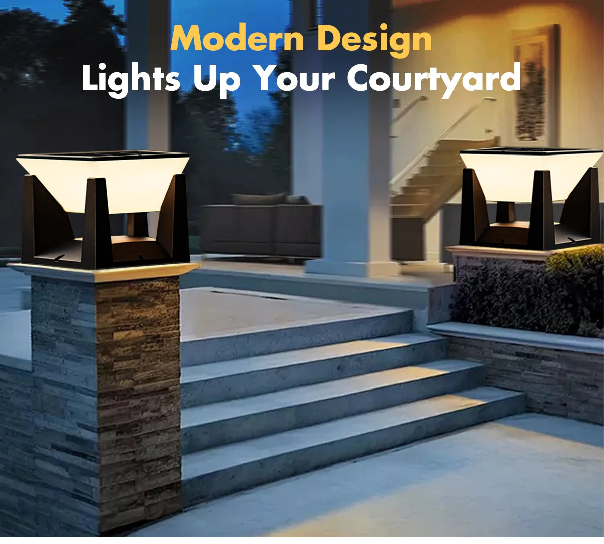 Outdoor Solar Post Light Solar Pillar Lights Modern LED Fence Deck Cap