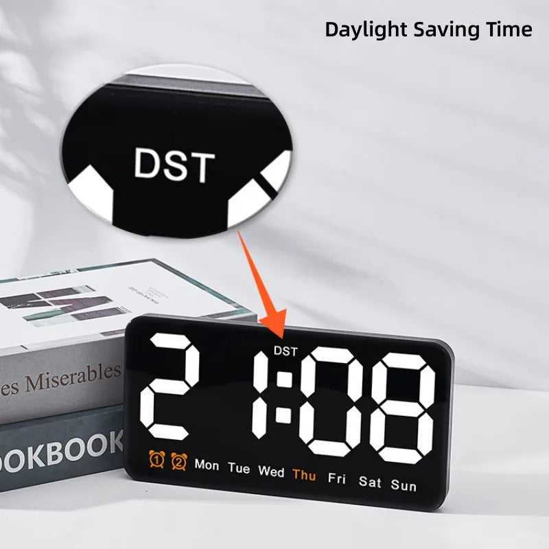 Voice Control Large Digital Wall Clock Temperature Date Week