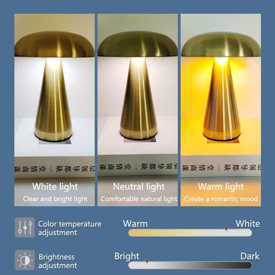 Retro Metal Mushroom Touch Table Lamp