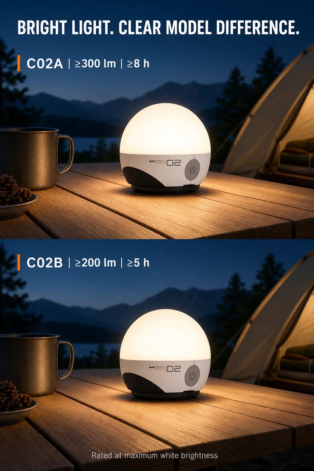Portable RGB Camping Lantern USB-C Rechargeable LED Tent Light with Magnetic Base, Sliding Color Control, IPX5 Water Resistant for Camping Hiking Home