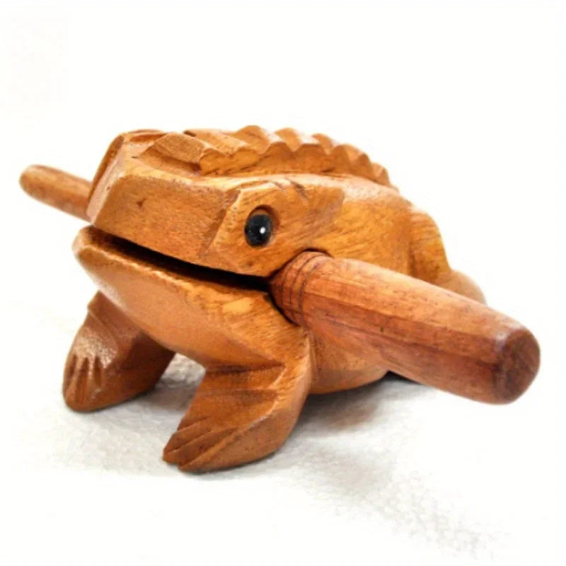 Hand Carved Wooden Frog Ornament