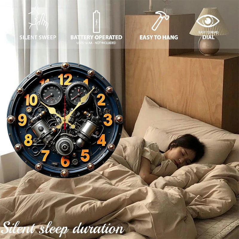 Engine Design Wooden Wall Clock
