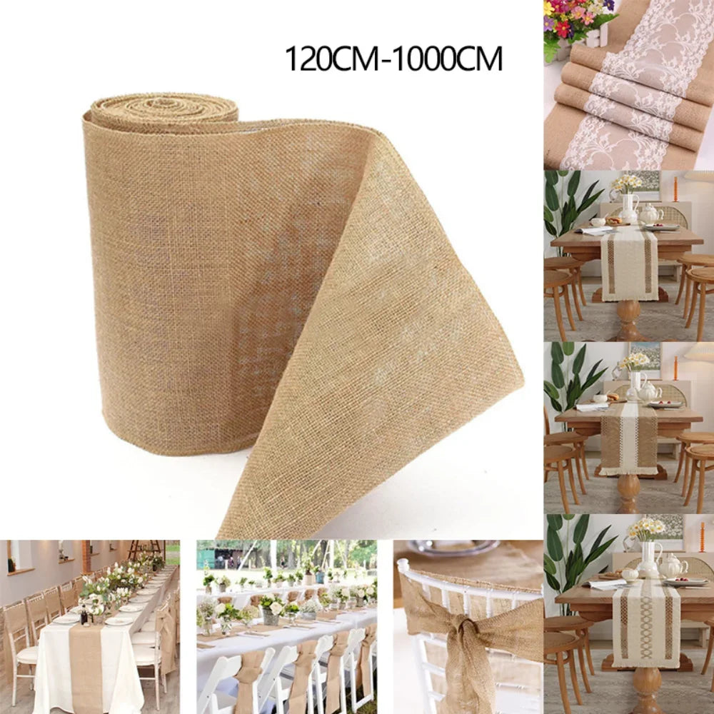 Wide Jute Burlap Table Runner Roll