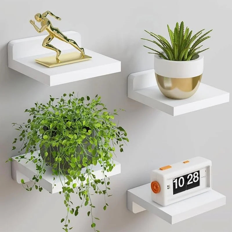 White Floating Wall Shelves, Set of 2 or 4
