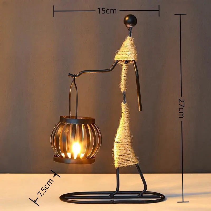 Nordic Metal Candlestick Abstract Character Sculpture Candle Holder