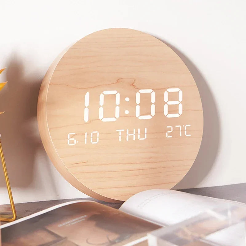 LED Digital Wall Clock with Temperature