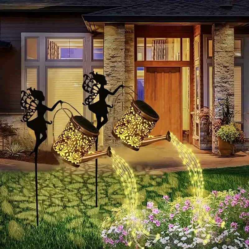 Solar Fairy Watering Can Lights Vintage Metal