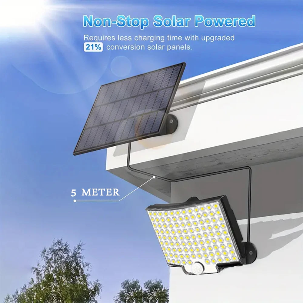 106 LED 3000LM Solar Powered Motion Sensor Flood Lights with Remote