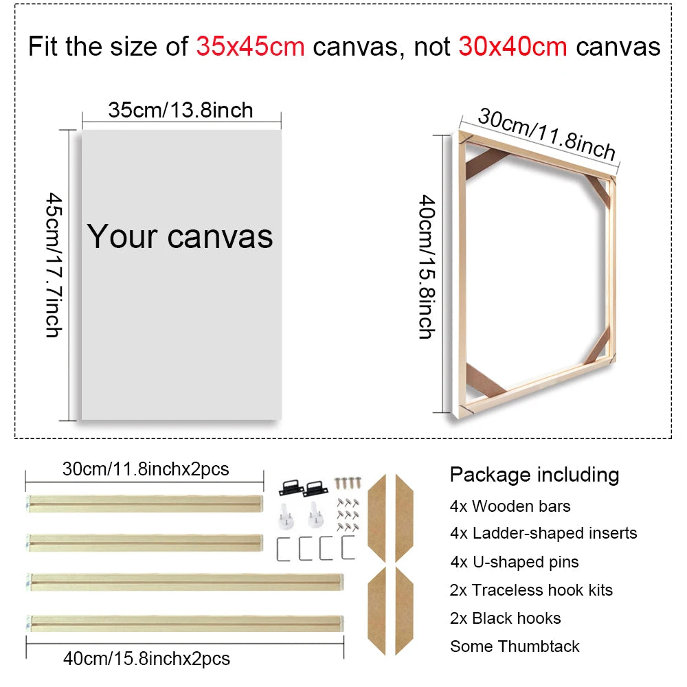 Various Sizes Canvas Frame Wooden Frames Natural Wooden Photo