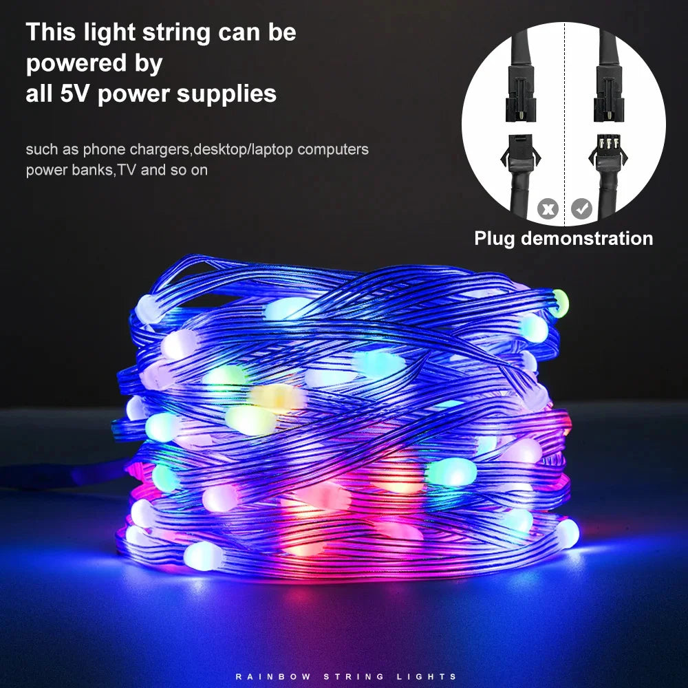 Bluetooth RGBIC Color Fairy String Lights