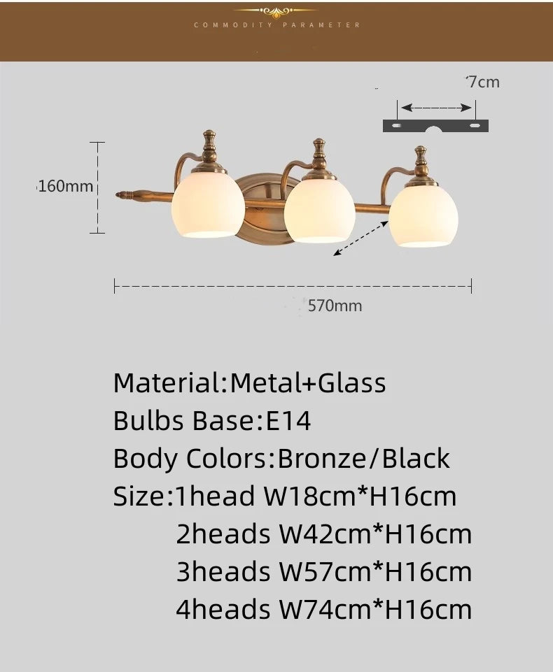 Vintage Bronze Vanity Wall Light
