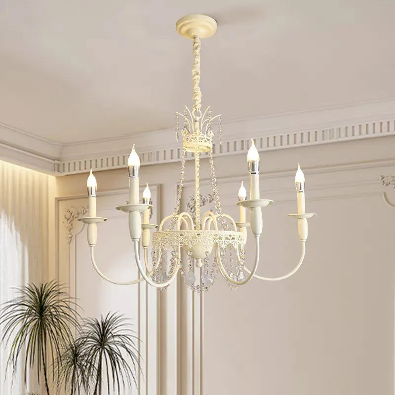 Modern 6-Light Crystal Chandelier LED Ceiling Light with E14 Bulb Base