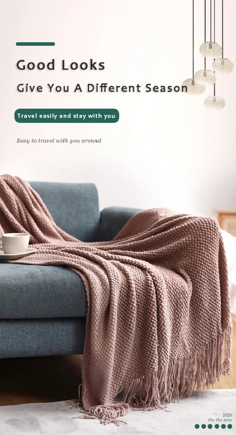 Nordic Solid Knit Throw Blanket