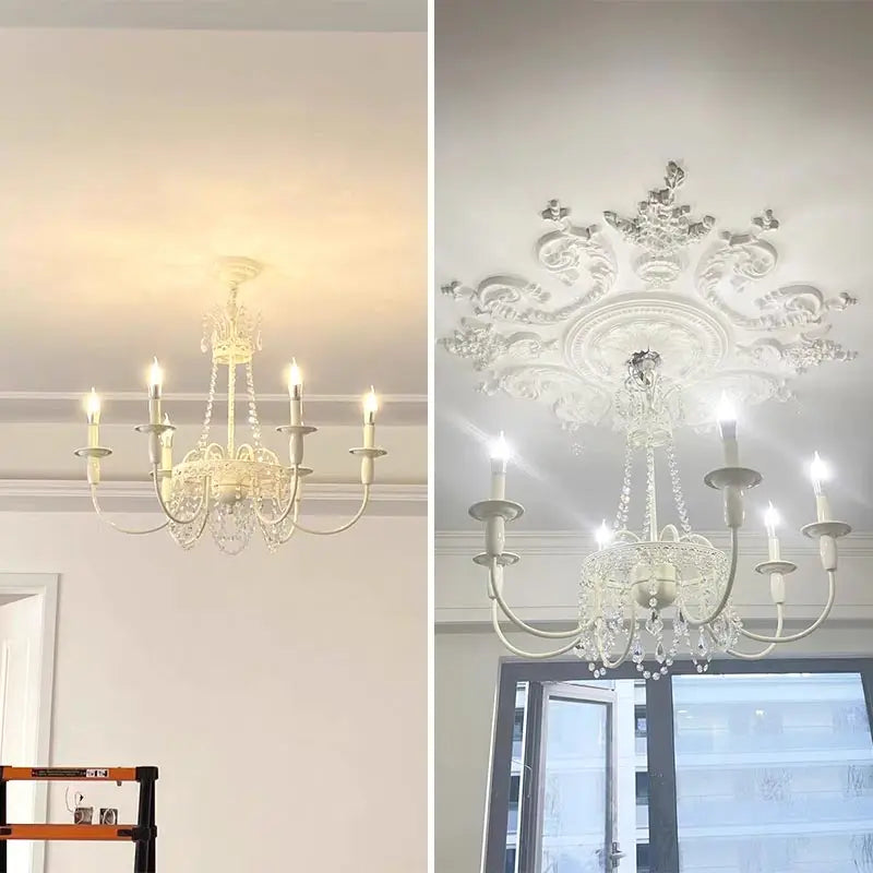 Modern 6-Light Crystal Chandelier LED Ceiling Light with E14 Bulb Base