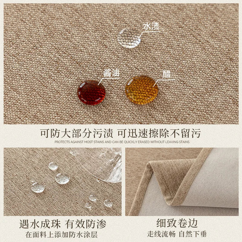 Cotton and Linen Three-proof Tablecloth Waterproof and Dustproof Solid