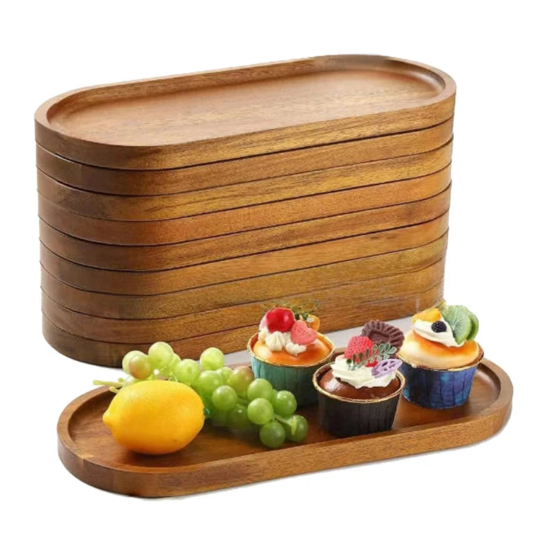 Wooden Serving Trays Oval Wood Tray Platters for Serving