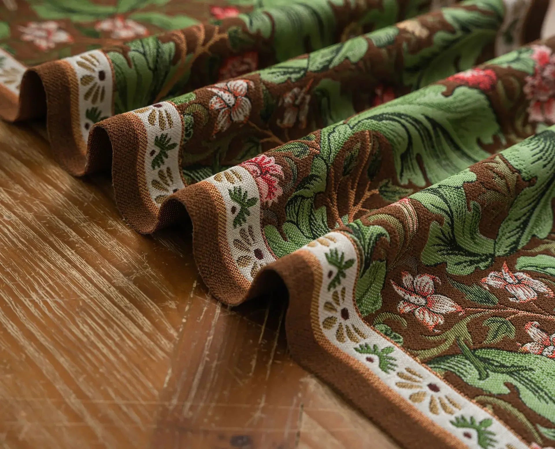Plant Flower Table Runner with Tassels Jacquard Living Room Cabinet