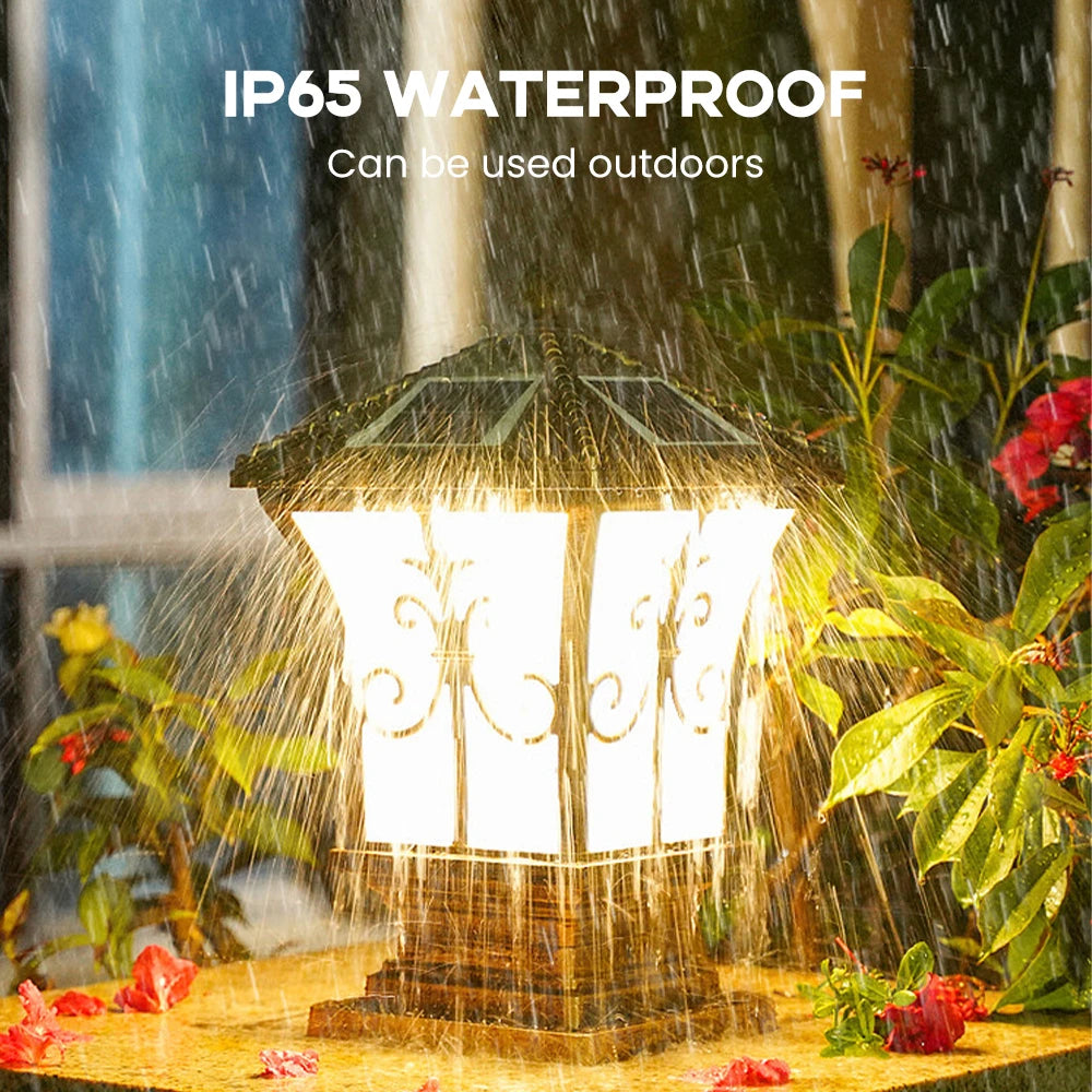 3-Color Adjustable Waterproof Outdoor Solar Lamp with Remote Control -