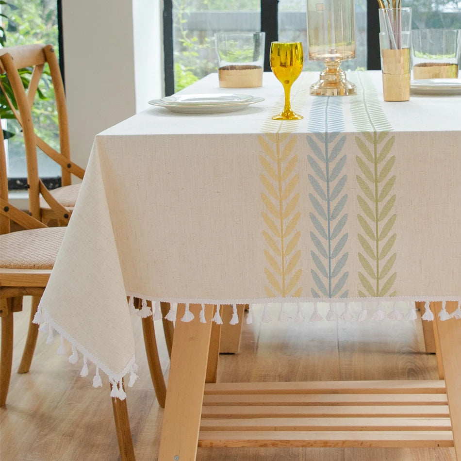 Nordic Style Tassels Cotton Linen Tablecloth,Modern Simplicity