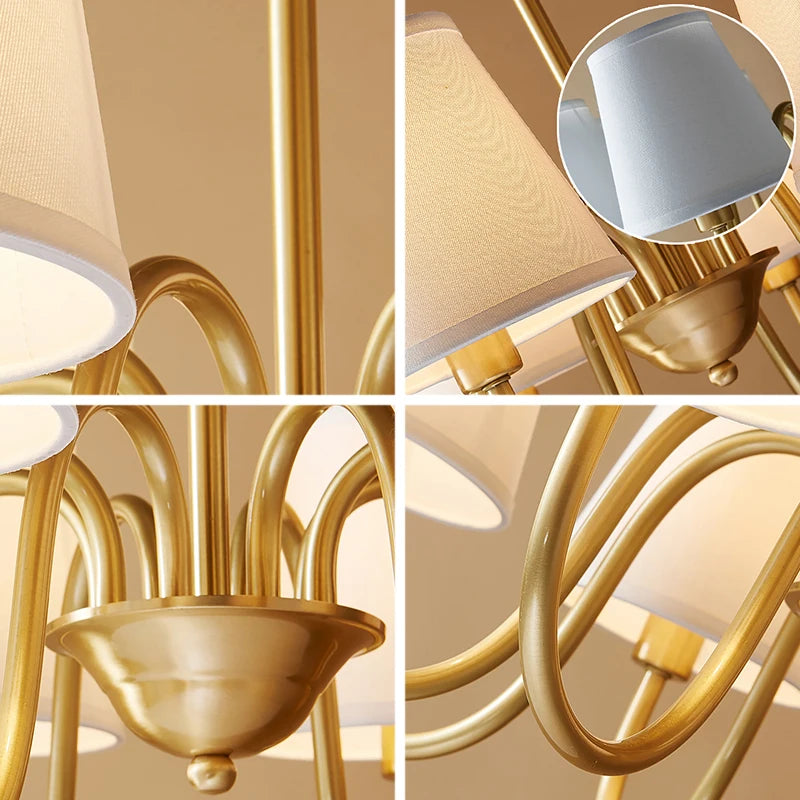 Copper and Fabric Retro Chandelier