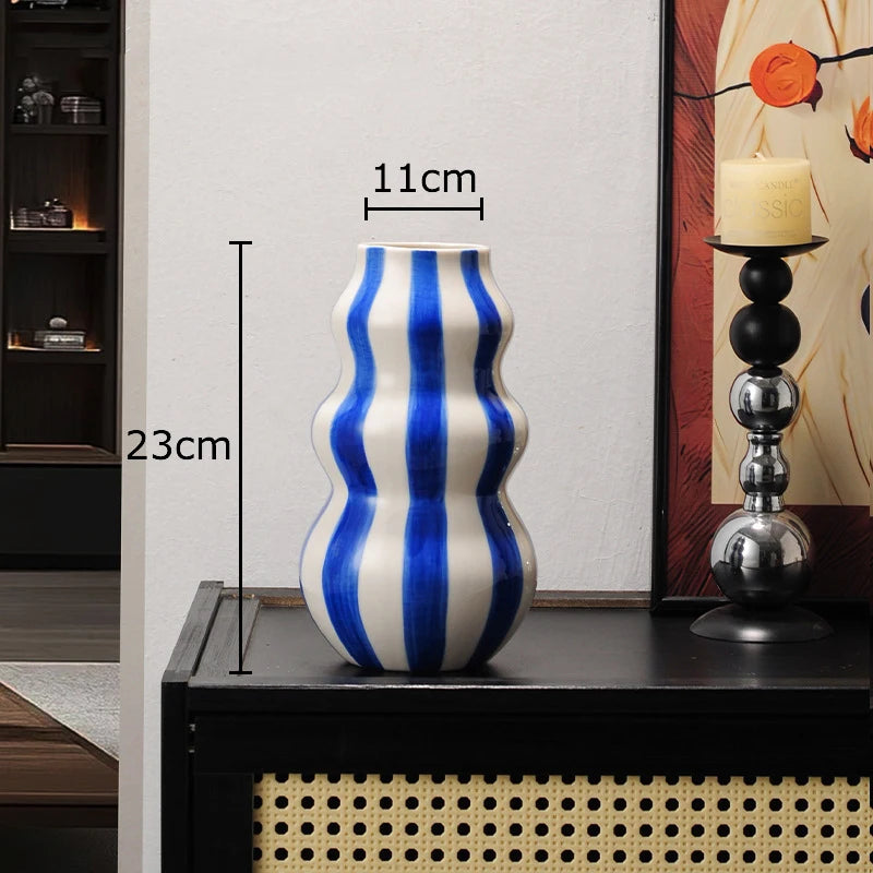 Colorful Striped Ceramic Vase and Plant Pot